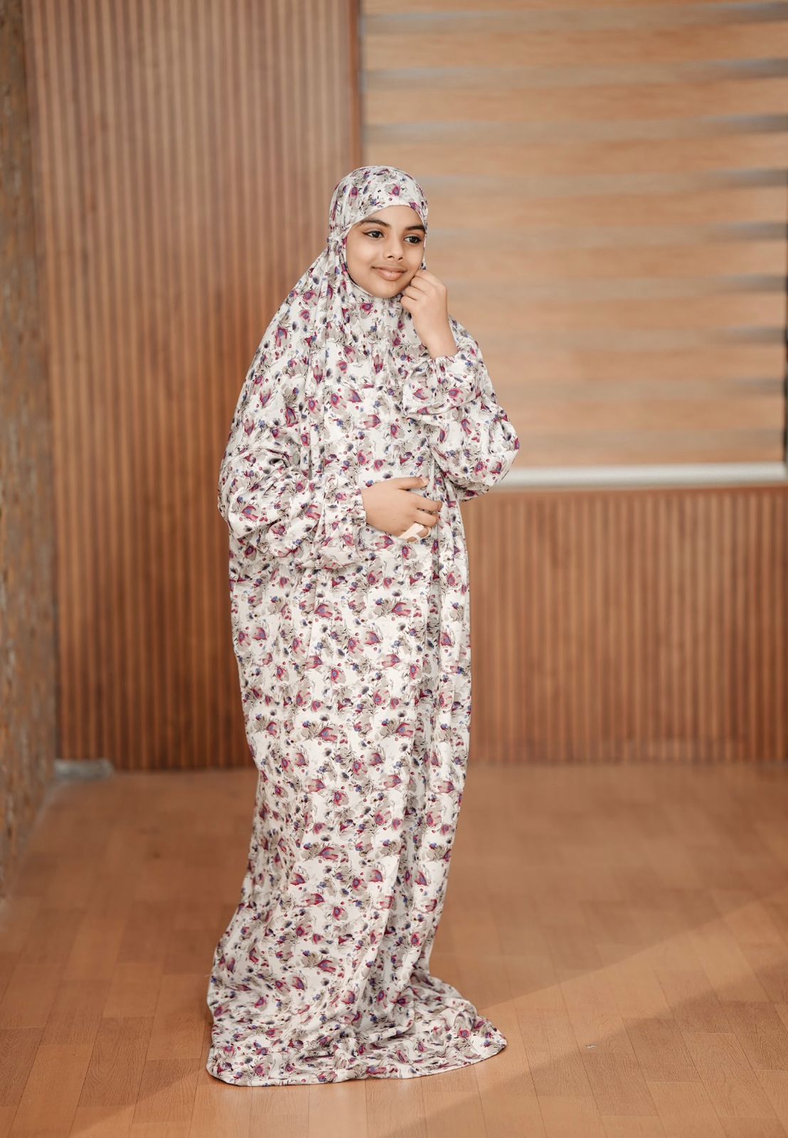 Kid's Pink in Floral Prayer Dress