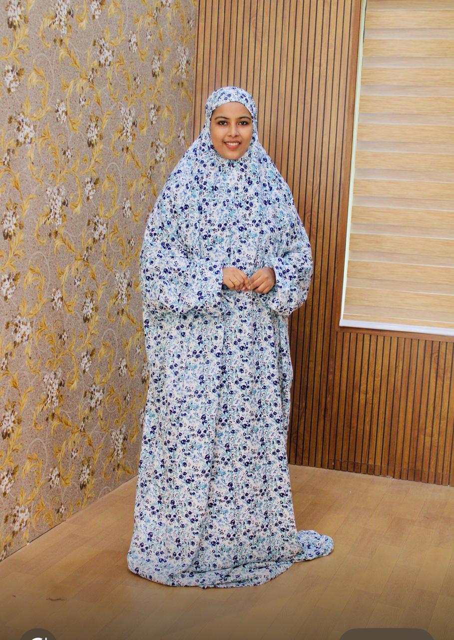 Floral in Blue and Navy Blue Prayer Dress