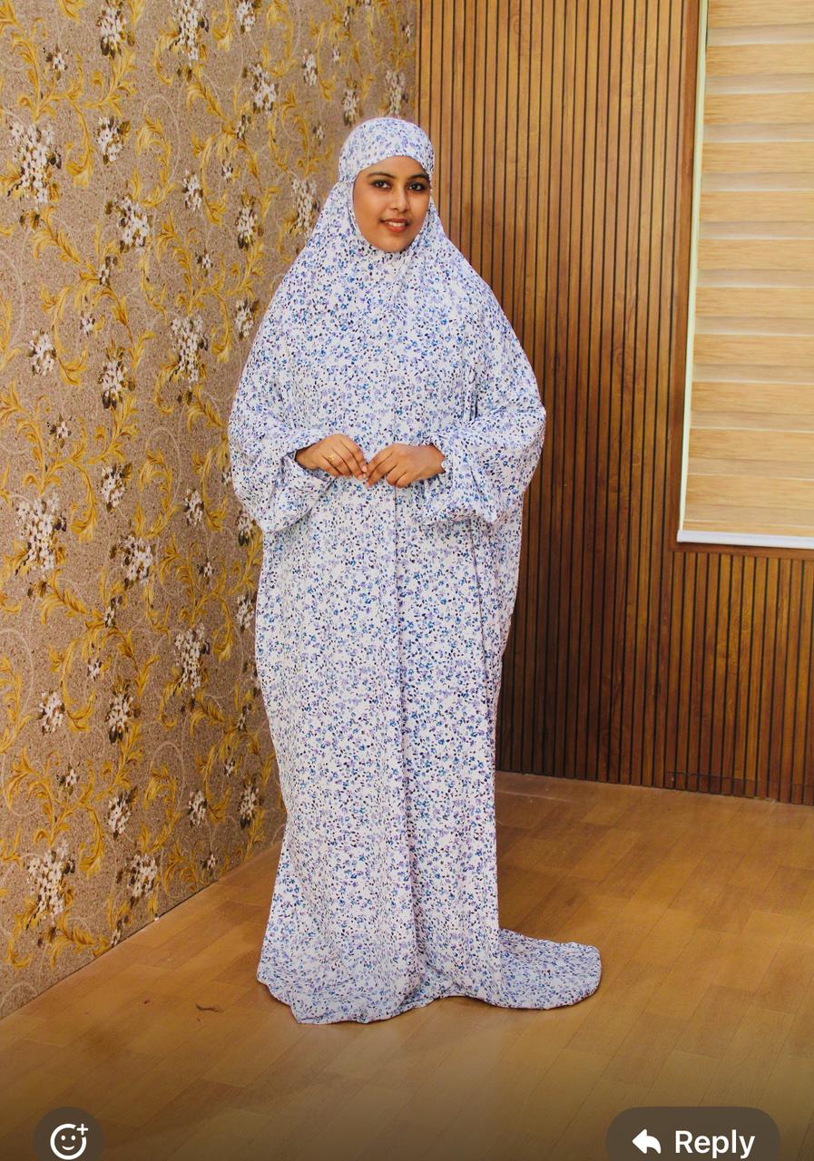 Floral in Blue and Lavender Prayer Dress