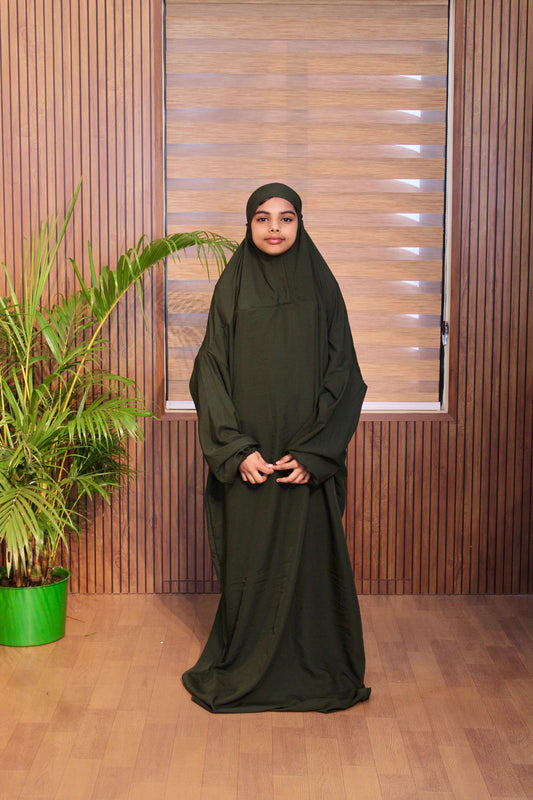 Kids plain green prayer dress