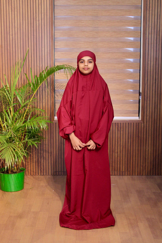 Kids plain meroon prayer dress