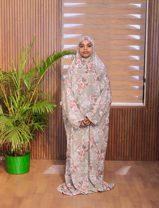 Kid's Floral in green Prayer Dress