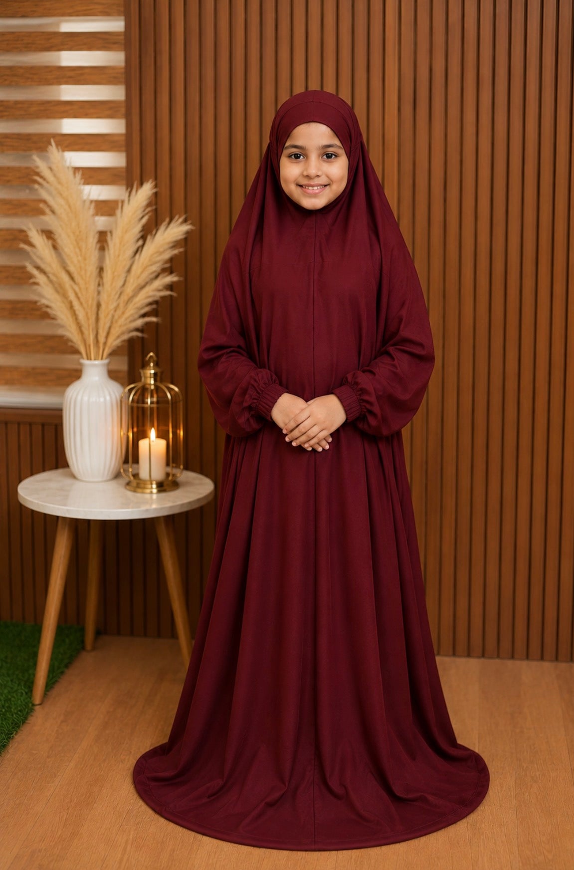Kids plain meroon prayer dress