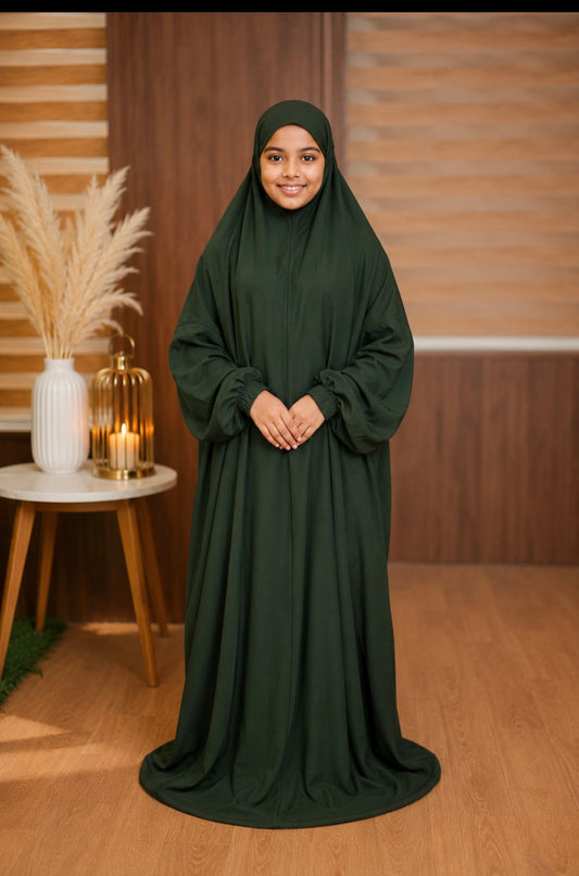Kids plain green prayer dress