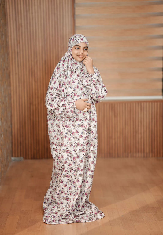 Kid's Pink in Floral Prayer Dress