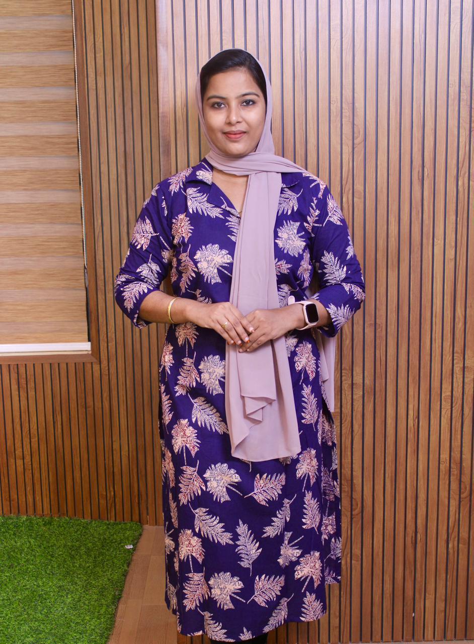 Haadiyaas Pure Cotton Printed Kurti | Shirt Collar | Office & Casual Wear