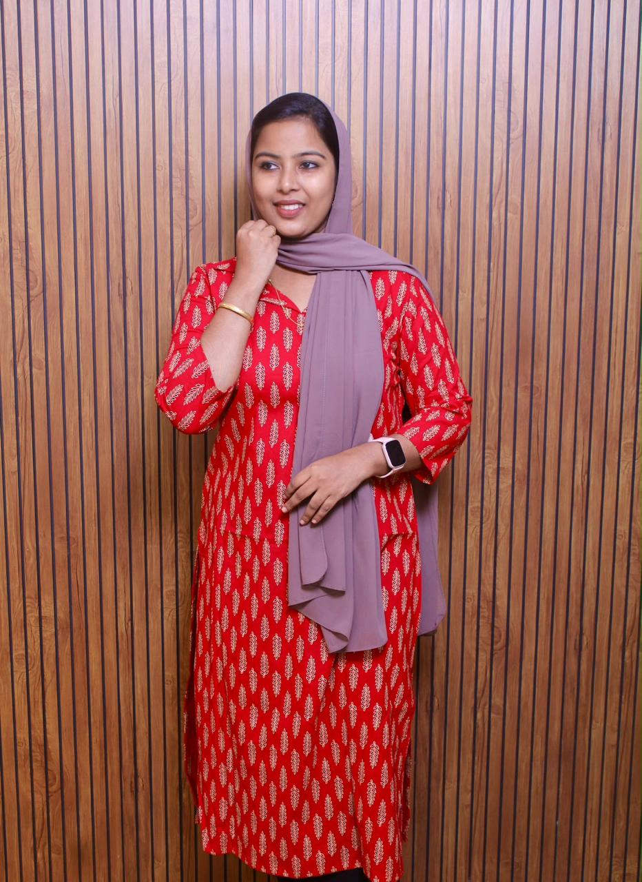 Haadiyaas Pure Cotton Printed Kurti | Shirt Collar | Office & Casual Wear
