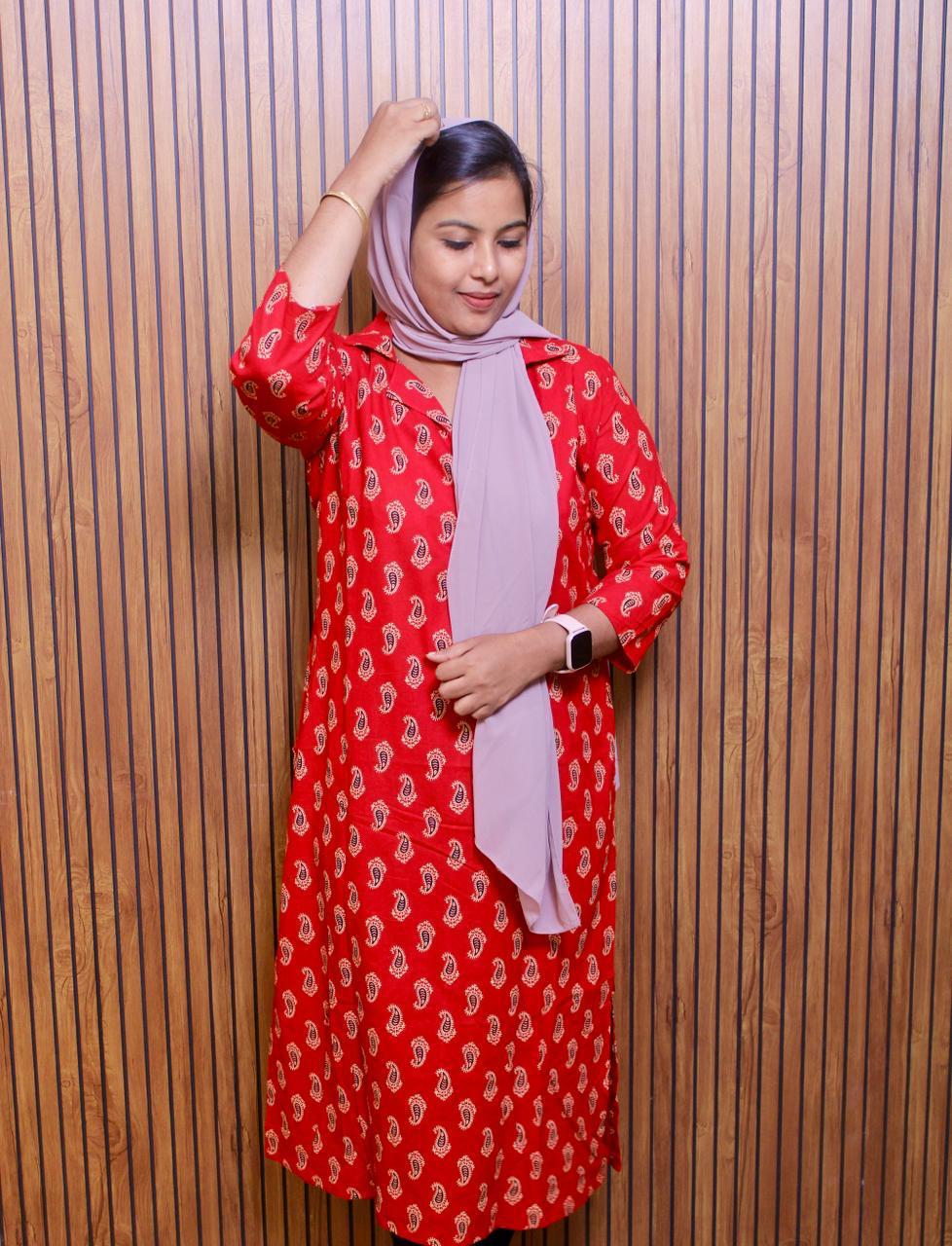 Haadiyaas Pure Cotton Printed Kurti | Shirt Collar | Office & Casual Wear
